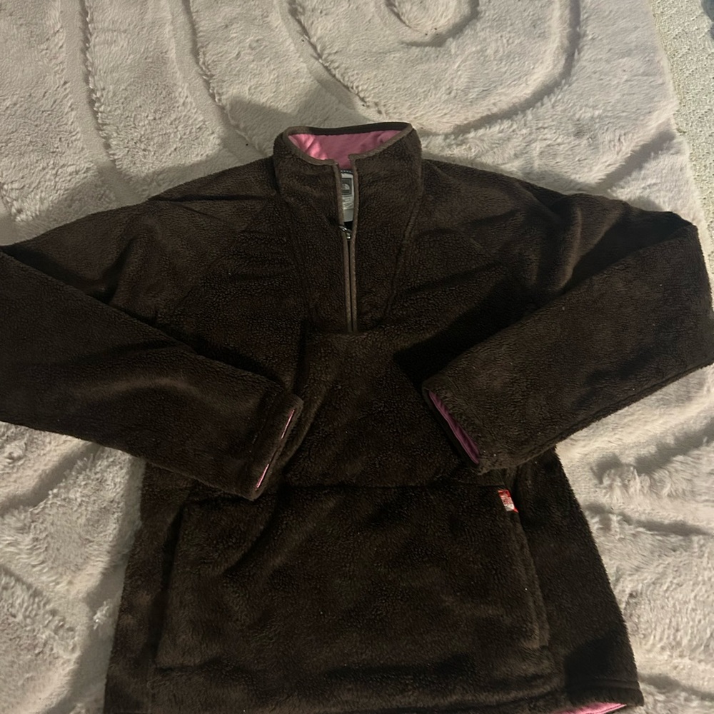 y2k north face brown quarter zip fleece